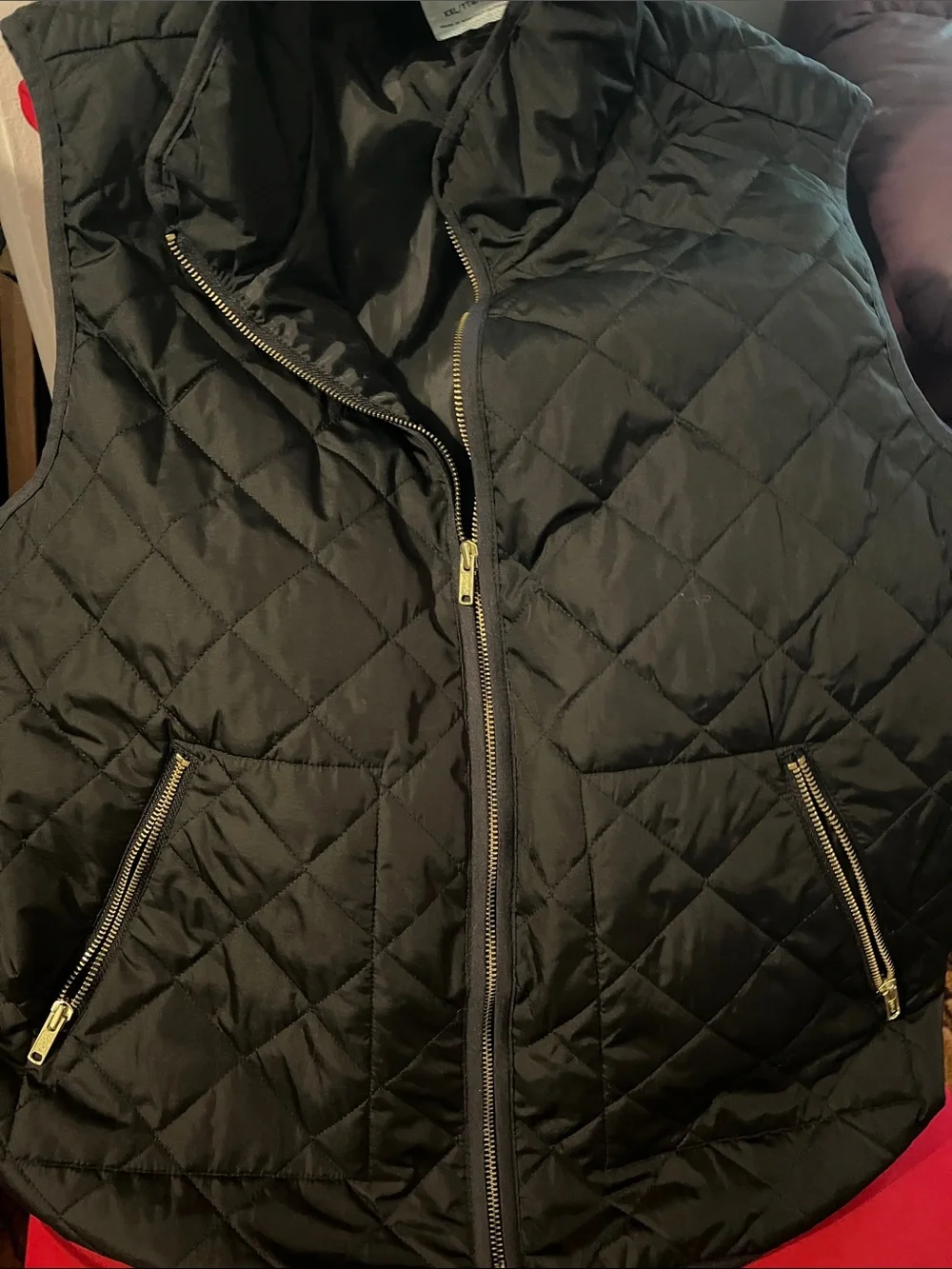 Old Navy Black Puffer Jacket with Gold-Tone Zipper